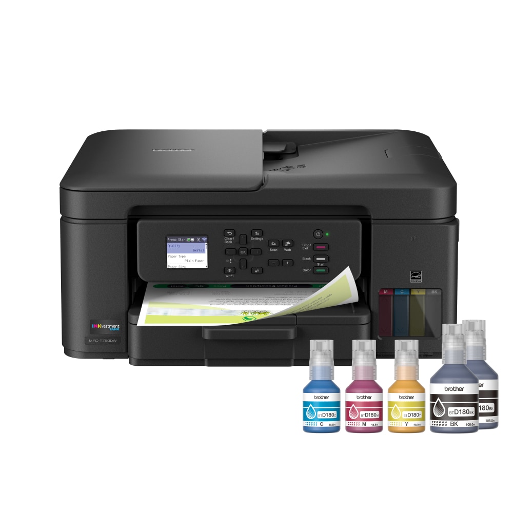 Brother INKvestment Tank MFC-T780DW Wireless Color Inkjet Printer, All-in-One Print/Scan/Copy, 3 Years of Ink In-Box(1), Best for home/small office MPN:MFCT780DW