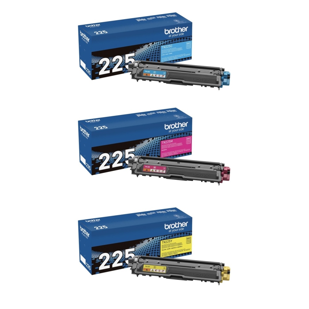 Brother TN225 Cyan; Magenta; Yellow High Yield Toner Cartridges, Pack Of 3, TN225CMY-OD MPN:TN225CMY-OD