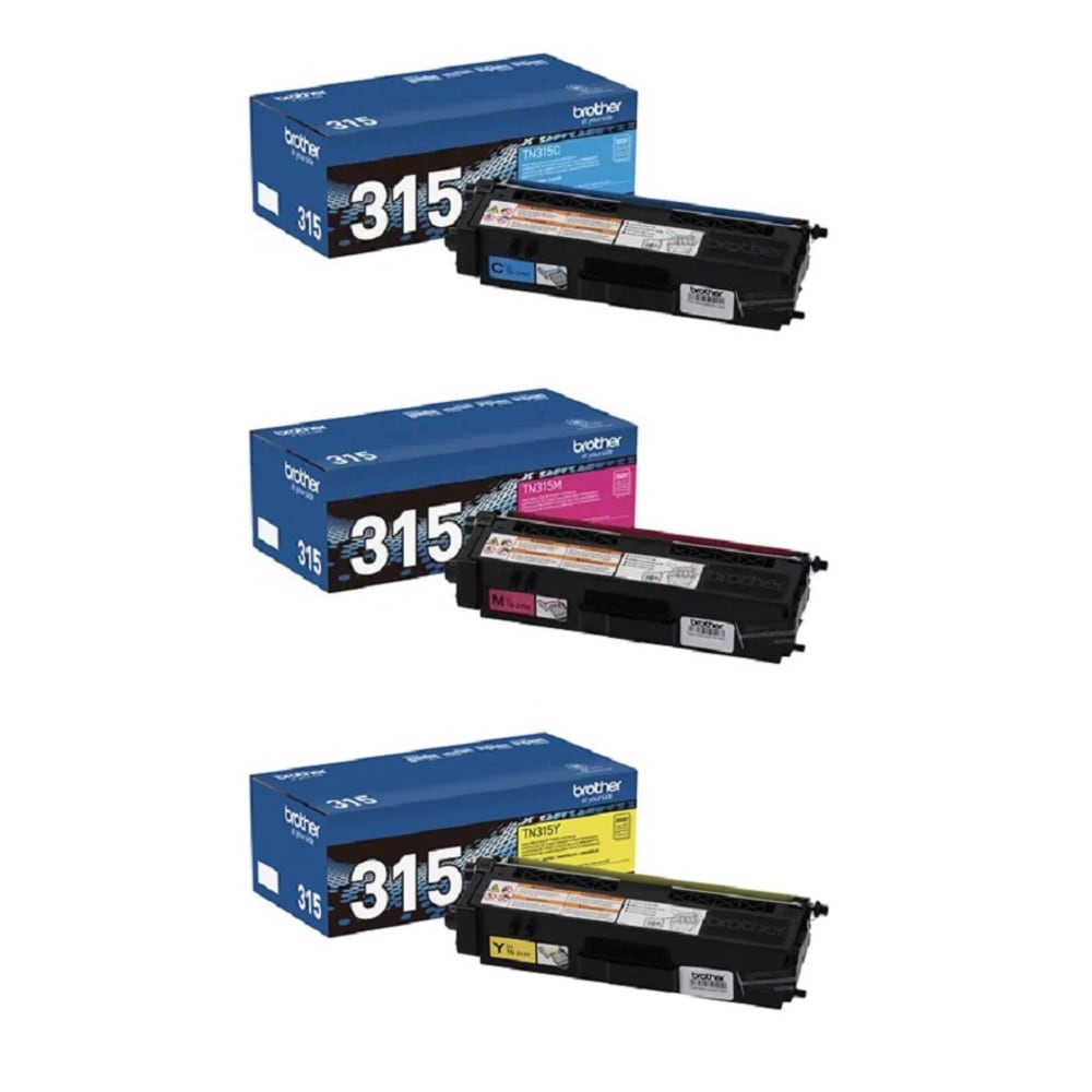 Brother TN315 Cyan; Magenta; Yellow High Yield Toner Cartridges, Pack Of 3 Cartridges, TN315CMY-OD MPN:TN315CMY-OD