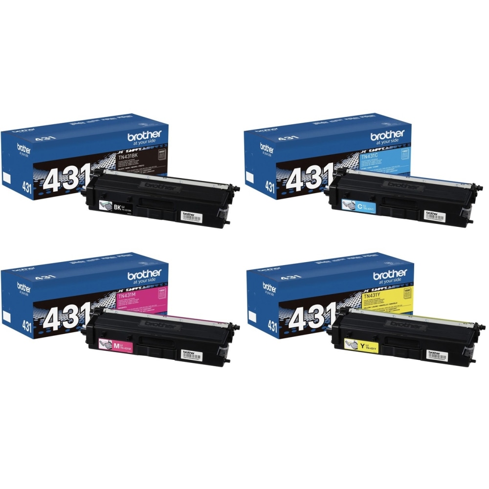 Brother TN431 Black And Cyan, Magenta, Yellow Toner Cartridges, Pack Of 4, TN431SET-OD MPN:TN431SET-OD