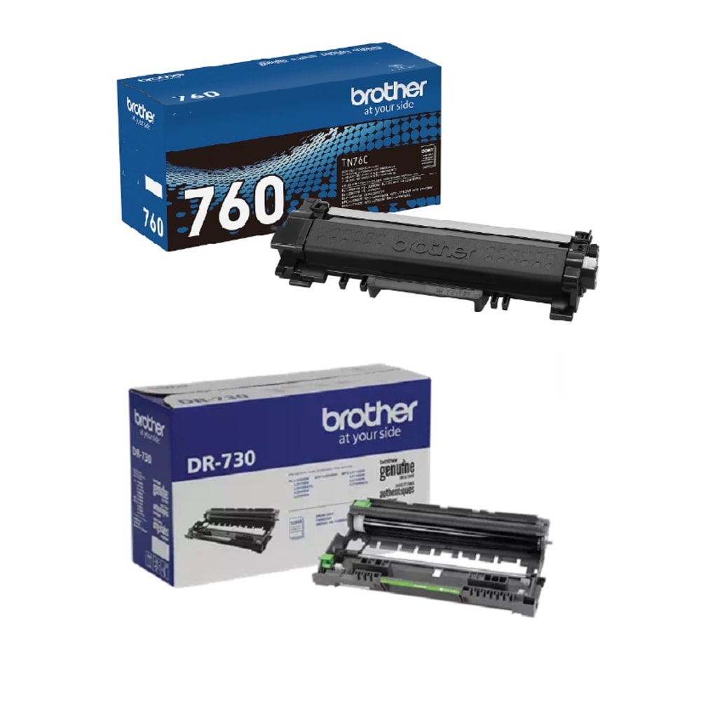 Brother TN-760 Black High Yield Toner Cartridge And DR-730 Replacement Drum Unit Set, TN760DR730PK-OD MPN:TN760DR730PK-OD
