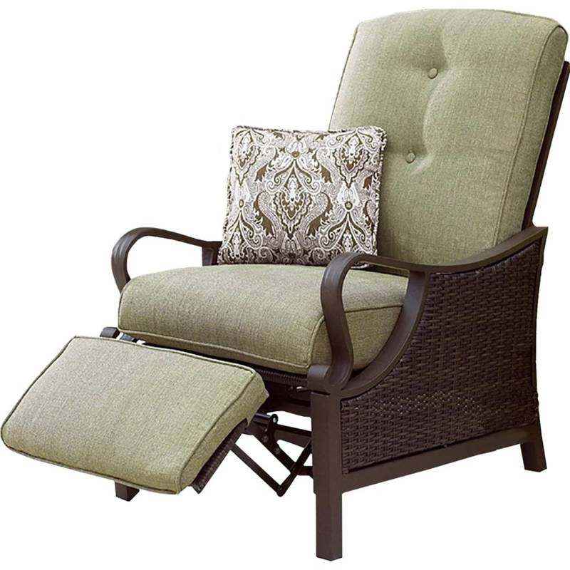 Hanover Ventura Luxury Recliner in Vintage Meadow, Olive, Olefin Seat, Steel, Aluminum, Resin Frame, 26.3inW x 36inD x 40.5inH MPN:VENTURAREC