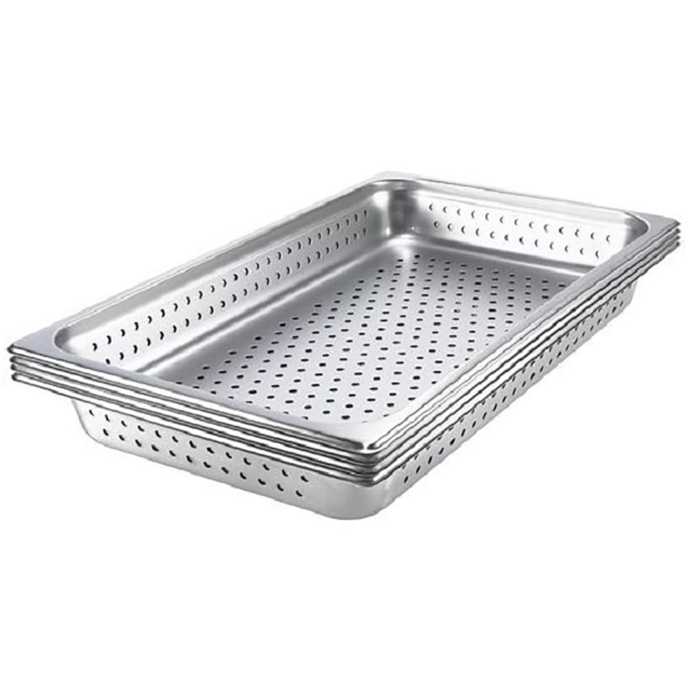 Hoffman Tech Browne Stainless Steel Steam Perforated Table Pans, 1/2 Size, Silver, Set Of 24 Pans MPN:21212