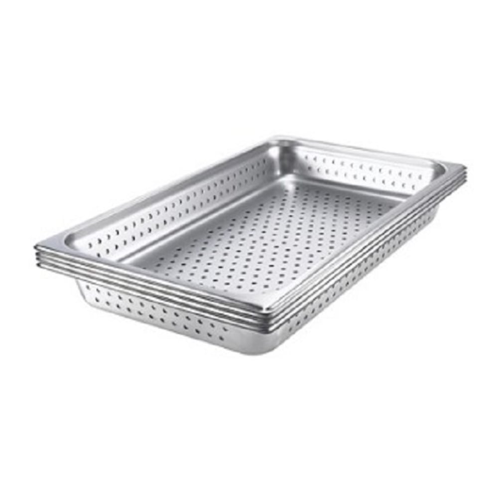 Hoffman Tech Browne Stainless Steel Steam Table Pans, Perforated, Silver, Pack Of 12 Pans MPN:22112