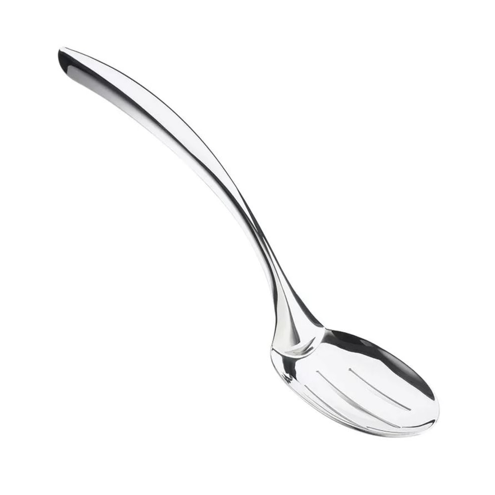 Hoffman Browne Serving Spoons, 13-1/2in, Slotted, Silver, Set Of 48 Spoons MPN:573174
