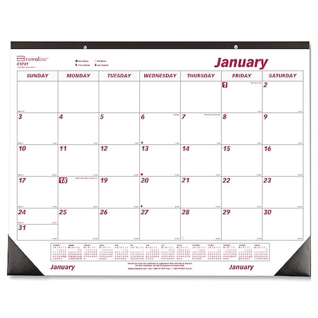 Monthly Desk Pad Calendar, 22 x 17, White/Burgundy Sheets, 12-Month (Jan to Dec): 2025 MPN:C1731