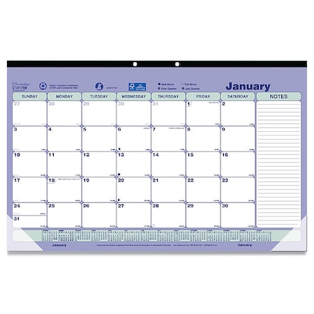 Monthly Desk Pad Calendar, 17.75 x 10.88, White/Blue/Green Sheets, 12-Month (Jan to Dec): 2025 MPN:C181700
