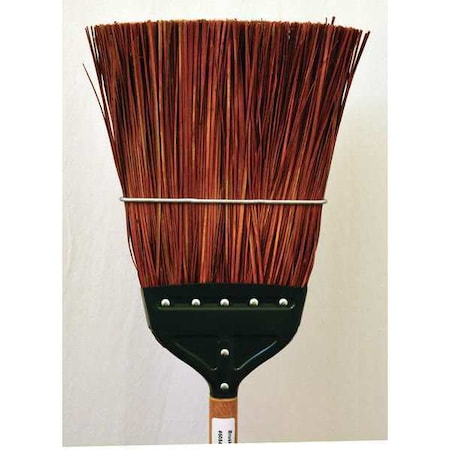 Metal cap upright broom, natural stiff bristles, hardwood Handle MPN:50541-R