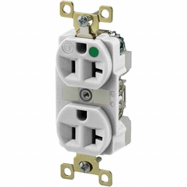 Straight Blade Duplex Receptacle: NEMA 5-20R, 20 Amps, Grounded MPN:BRY8300W