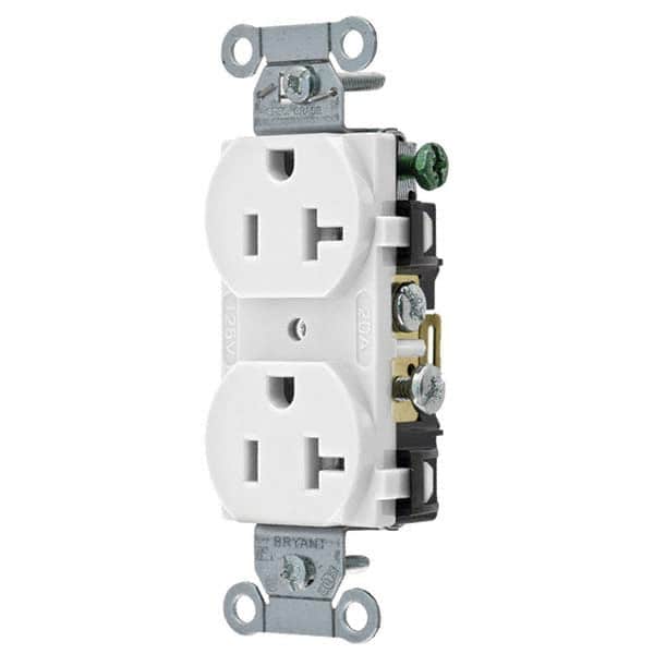 Straight Blade Duplex Receptacle: NEMA 5-20R, 20 Amps, Grounded MPN:CBRS20W
