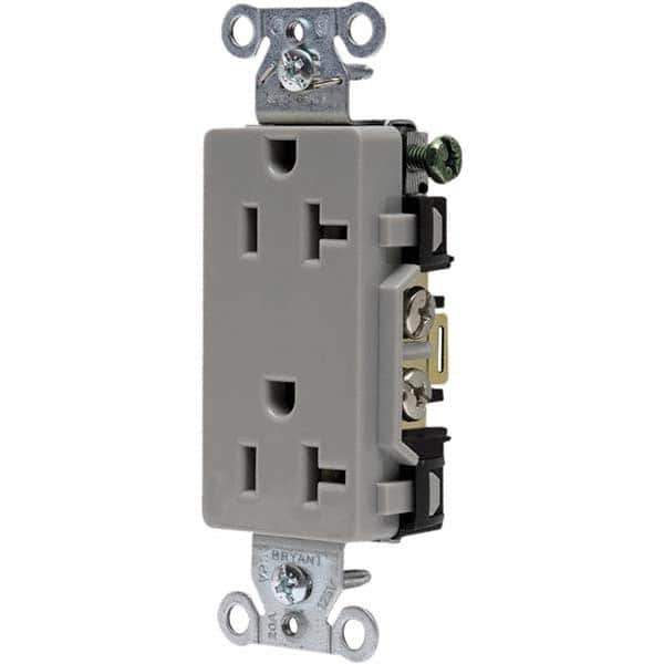 Straight Blade Duplex Receptacle: NEMA 5-20R, 20 Amps, Grounded MPN:DRS20GRY