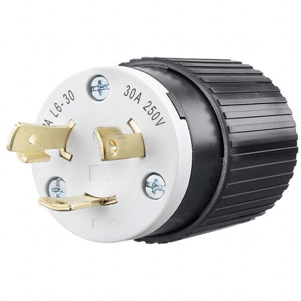 Locking Inlet: Plug, Industrial, L6-30P, 250V, Black & White MPN:70630NP