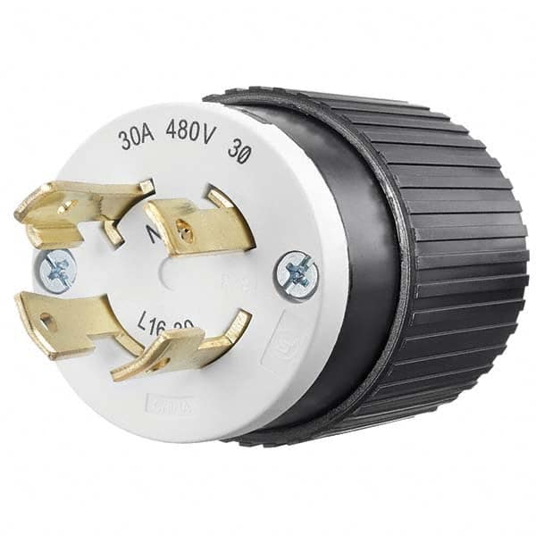 Locking Inlet: Plug, Industrial, L16-30P, 480V, Black & White MPN:71630NP
