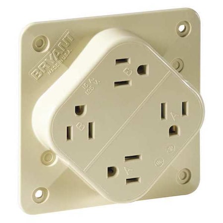 Straight Blade Receptacle, 5-15R, 15 A, 125V AC, 2 Pole, 3 Wire, Flush Mount, Grounded MPN:1254I