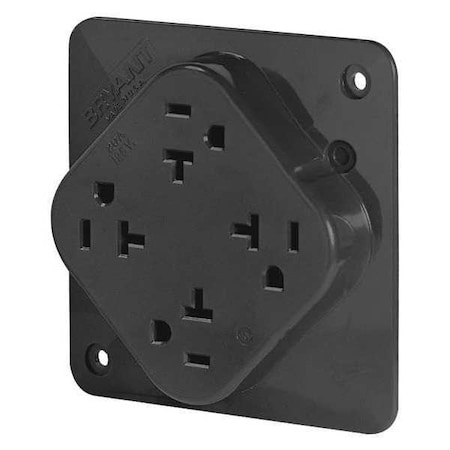 Straight Blade Receptacle, 5-20R, 20 A, 125V AC, 2 Pole, 3 Wire, Flush Mount, Grounded MPN:21254BLK