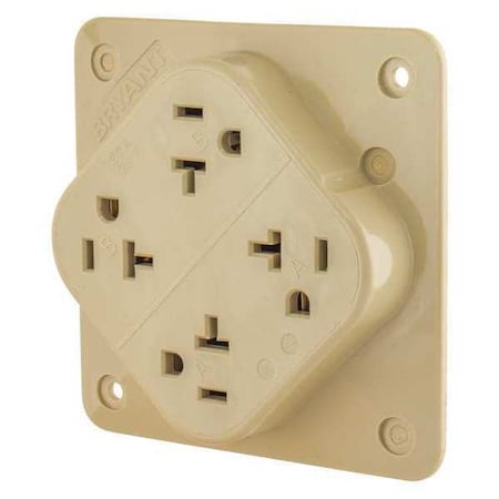Straight Blade Receptacle, 5-20R, 20 A, 125V AC, 2 Pole, 3 Wire, Surface Mount, Grounded MPN:21254I