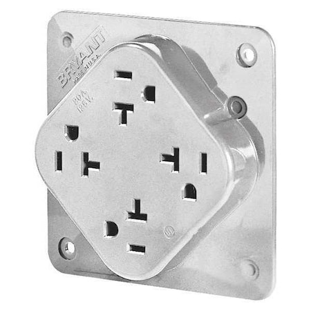 Straight Blade Receptacle, 5-20R, 20 A, 125V AC, 2 Pole, 3 Wire, Flush Mount, Grounded MPN:21254W