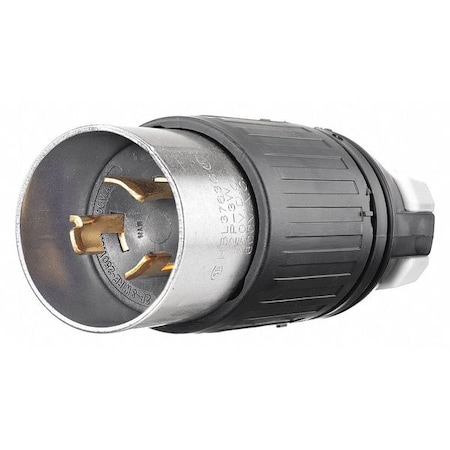 Locking Plug, Non-NEMA, 50 A, 250/600V AC, Single Phase, 2 Pole, Screw Terminals, Black MPN:3763