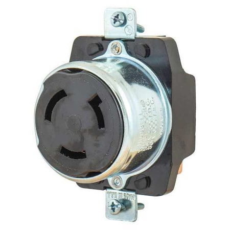Locking Receptacle, Non-NEMA, 50 A, 250/600V AC, Single Phase, 2 Pole, Flush Mount, Screw Terminals MPN:3771