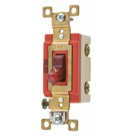 Wall Switch, 2 hp, Toggle, 20 A, Red MPN:4901PLR120