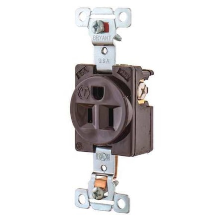 Straight Blade Receptacle, 5-15R, 15 A, 125V AC, 2 Pole, 3 Wire, Flush Mount, Grounded MPN:5261