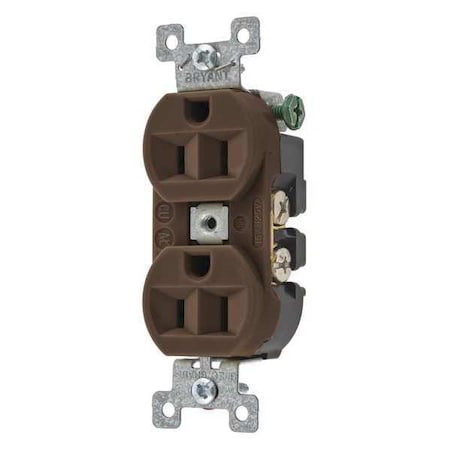 Straight Blade Receptacle, 5-15R, 15 A, 125V AC, 2 Pole, 3 Wire, Flush Mount, Grounded MPN:5262BN