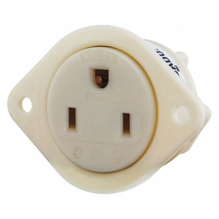 Straight Blade Receptacle, 5-15R, 15 A, 125V AC, 2 Pole, 3 Wire, Flush Mount, Grounded MPN:5279