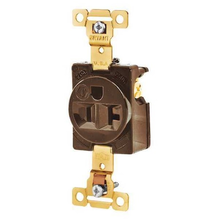 Straight Blade Receptacle, 5-20R, 20 A, 125V AC, 2 Pole, 3 Wire, Flush Mount, Grounded MPN:5361