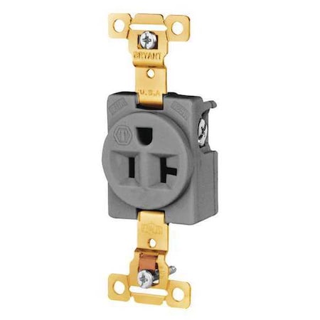 Straight Blade Receptacle, 5-20R, 20 A, 125V AC, 2 Pole, 3 Wire, Flush Mount, Grounded MPN:5361GRY
