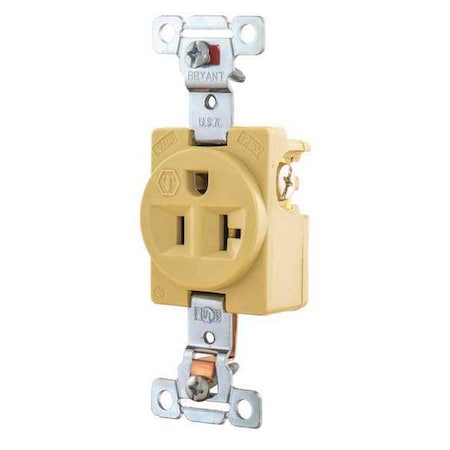 Straight Blade Receptacle, 5-20R, 20 A, 125V AC, 2 Pole, 3 Wire, Flush Mount, Grounded MPN:5361I