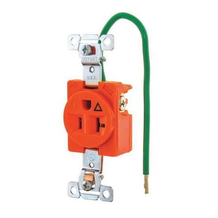 Straight Blade Receptacle, 5-20R, 20 A, 125V AC, 2 Pole, 3 Wire, Flush Mount, Grounded MPN:5361IG