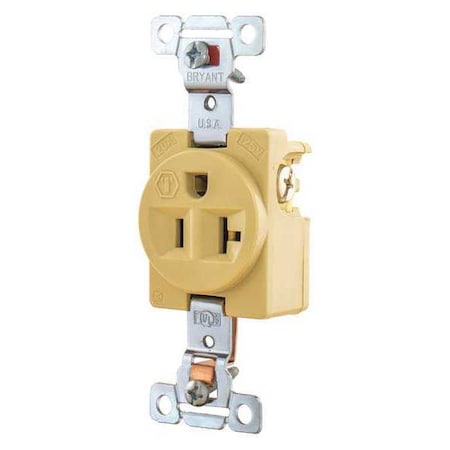 Straight Blade Receptacle, 5-20R, 20 A, 125V AC, 2 Pole, 3 Wire, Flush Mount, Grounded MPN:5361IWR