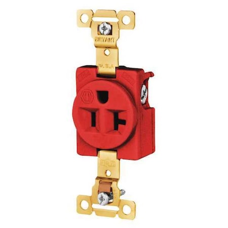 Straight Blade Receptacle, 5-20R, 20 A, 125V AC, 2 Pole, 3 Wire, Flush Mount, Grounded MPN:5361RED
