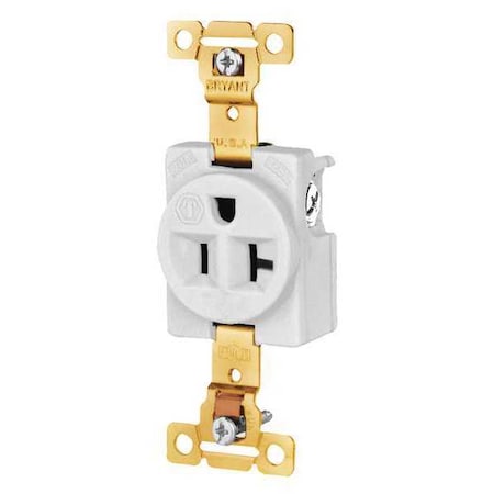 Straight Blade Receptacle, 5-20R, 20 A, 125V AC, 2 Pole, 3 Wire, Flush Mount, Grounded MPN:5361W