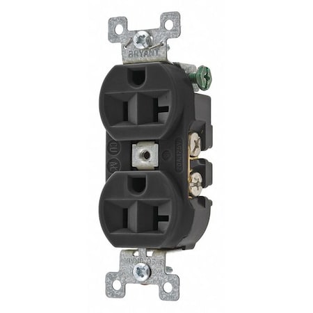 Straight Blade Receptacle, 5-20R, 20 A, 125V AC, 2 Pole, 3 Wire, Flush Mount, Grounded MPN:5362BBLK