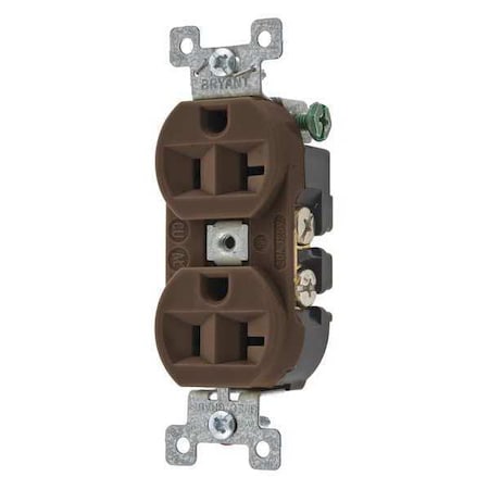 Straight Blade Receptacle, 5-20R, 20 A, 125V AC, 2 Pole, 3 Wire, Flush Mount, Grounded MPN:5362BN