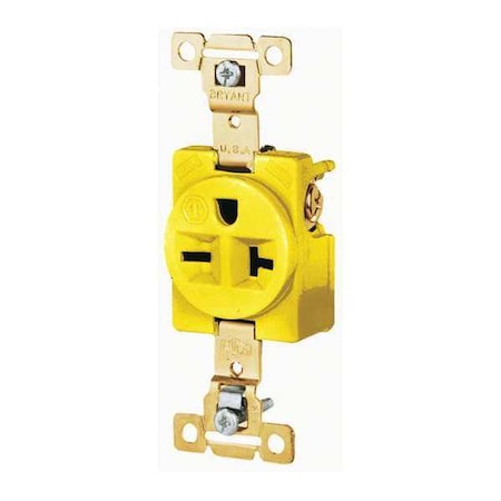 Straight Blade Receptacle, 6-20R, 20 A, 250V AC, 2 Pole, 3 Wire, Flush Mount, Grounded MPN:5461CR