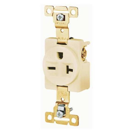Straight Blade Receptacle, 6-20R, 20 A, 250V AC, 2 Pole, 3 Wire, Flush Mount, Grounded MPN:5461I