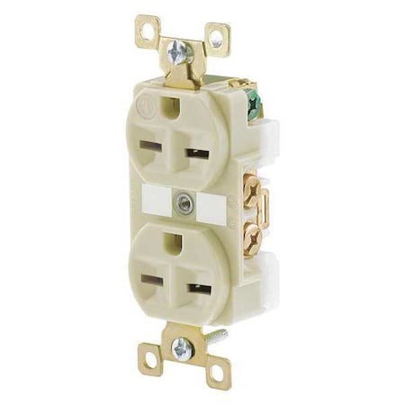 Straight Blade Receptacle, 6-15R, 15 A, 250V AC, 2 Pole, 3 Wire, Flush Mount, Grounded MPN:5662I