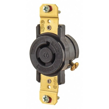 Locking Receptacle, L6-15R, 15 A, 250V AC, Single Phase, 2 Pole, Flush Mount, Screw Terminals MPN:70615FR