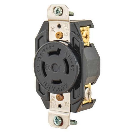 Locking Receptacle, L14-20R, 20 A, 125/250V AC, Single Phase, 3 Pole, Flush Mount, Screw Terminals MPN:71420FR
