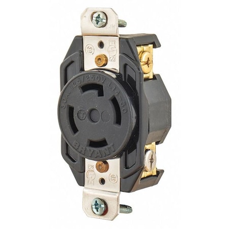 Locking Receptacle, L14-30R, 30 A, 125/250V AC, Single Phase, 3 Pole, Flush Mount, Screw Terminals MPN:71430FR