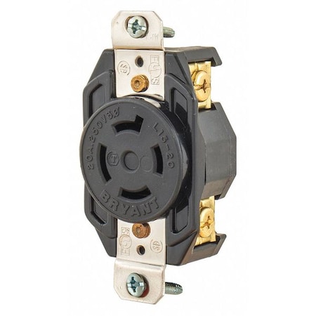 Locking Receptacle, L15-20R, 20 A, 250V AC, Three Phase, 3 Pole, Flush Mount, Screw Terminals MPN:71520FR