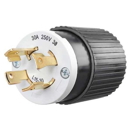 Locking Plug, L15-30P, 30 A, 250V AC, Three Phase, 3 Pole, Screw Terminals, Black, White MPN:71530NP
