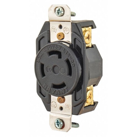 Locking Receptacle, L16-30R, 30 A, 480V AC, Three Phase, 3 Pole, Flush Mount, Screw Terminals MPN:71630FR