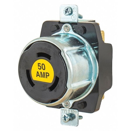 Locking Receptacle, Non-NEMA, 50 A, 250/600V AC, Single Phase, 3 Pole, Flush Mount, Screw Terminals MPN:7379