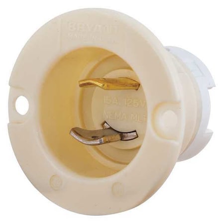Midget Flanged Locking Inlet, 15 A, 125V AC, Single Phase, 2 Pole, Surface Mount, Screw Terminals MPN:7466N