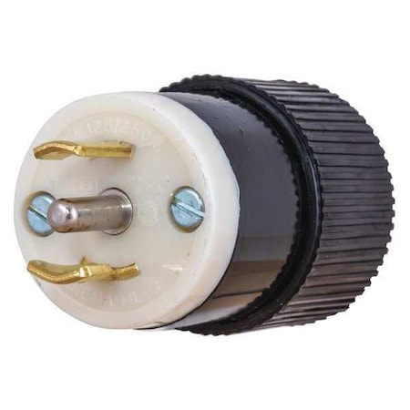 Midget Locking Plug, ML3-15P, 15 A, 125/250V AC, Single Phase, 3 Pole, Screw Terminals MPN:7485NP