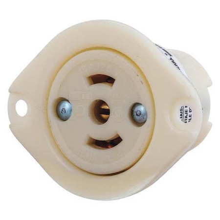 Midget Flanged Locking Receptacle, ML-2R, 15 A, 125V AC, Single Phase, 2 Pole, Surface Mount MPN:7596ER