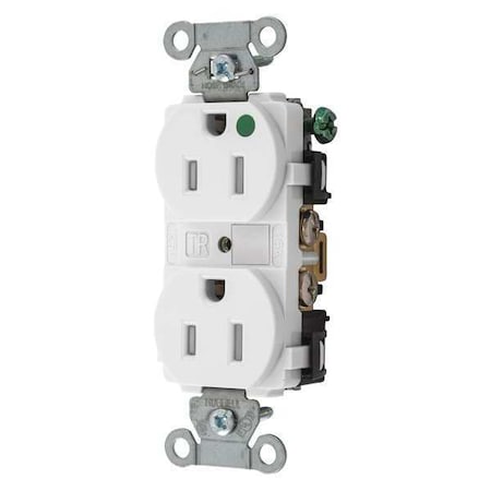 Straight Blade Receptacle, 5-15R, 15 A, 125V AC, 2 Pole, 3 Wire, Flush Mount, Grounded MPN:8200HBWTR